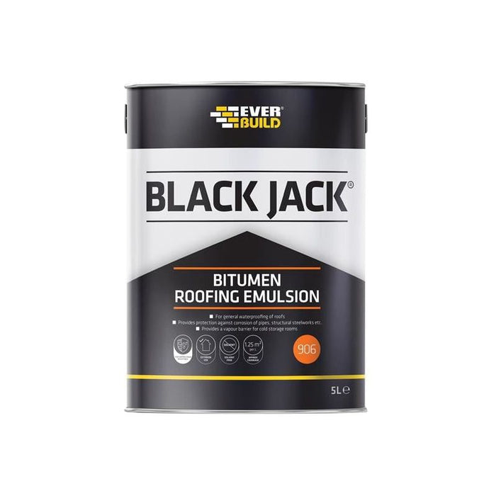 Everbuild Sika Black Jack® 906 Bitumen Roofing Emulsion 5 litre Everbuild Sika - Town Tools