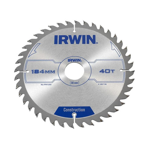 Irwin® Construction Circular Saw Blade 184 x 30mm x 40T ATB IRWIN® - Town Tools