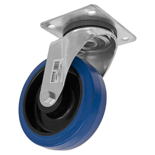 Sealey Heavy-Duty Blue Elastic Rubber Swivel Castor Wheel160mm Trade Sealey - Town Tools 