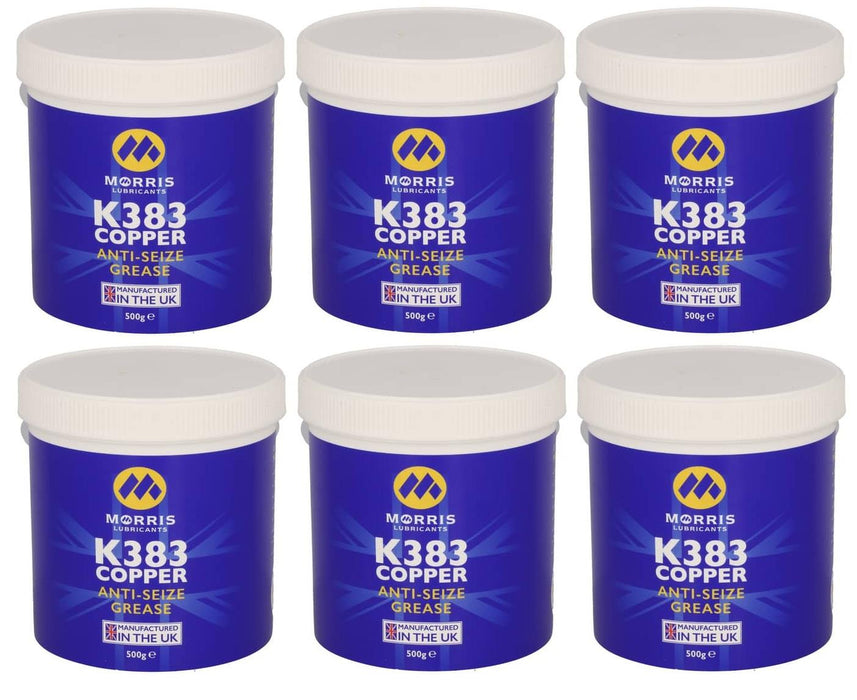 6x Morris K383 Copper Grease Anti Seize Copaslip High Temperature Compound 500g Tub