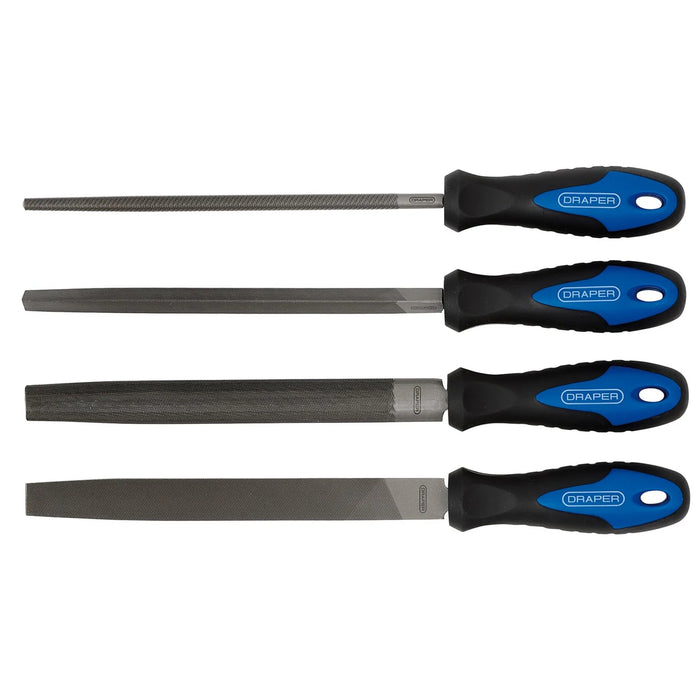 Draper Soft Grip Engineers File Set, 200mm (4 Piece) - 8106B/4