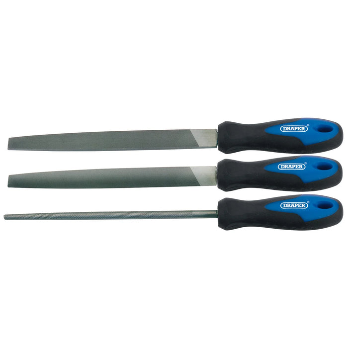 Draper Soft Grip Engineers File Set, 200mm (3 Piece) - 8106B/3
