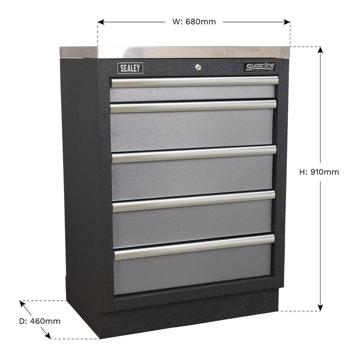 Sealey Modular 5 Drawer Cabinet 680mm APMS59 Sealey - Town Tools 