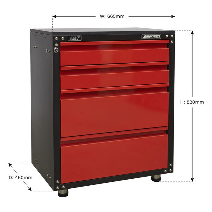 Sealey Modular 4 Drawer Cabinet with Worktop 665mm APMS84 Sealey - Town Tools 