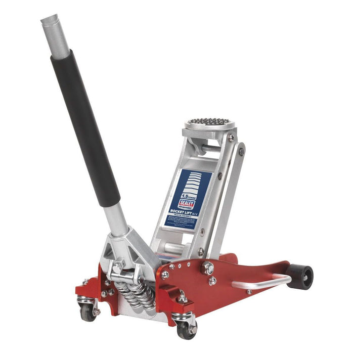 Sealey Trolley Jack 1.5 Tonne Low Profile Aluminium Rocket Lift RJA1550 Sealey - Town Tools 