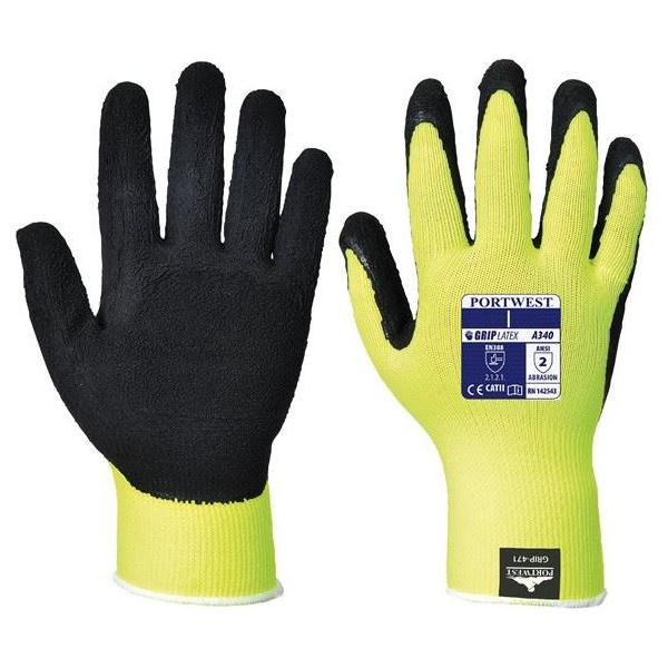 Portwest 164 Yellow Hivis Grip Glove LRG A340YERL