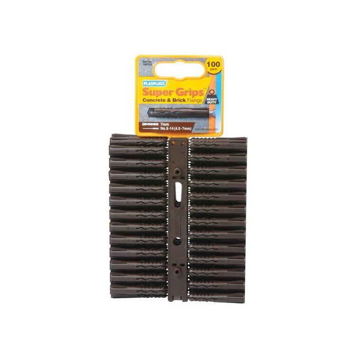 Plasplugs SBP 503 Solid Wall Super Grips™ Fixings Brown (100) Plasplugs - Town Tools
