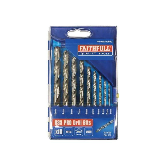 Faithfull Professional HSS Jobber Drill Bit Set, 10 Piece (1 - 10mm) Faithfull - Town Tools