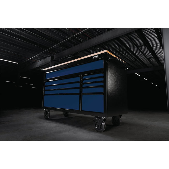 Draper BUNKER Workbench Roller Tool Cabinet, 10 Drawer, 56", Blue 08237