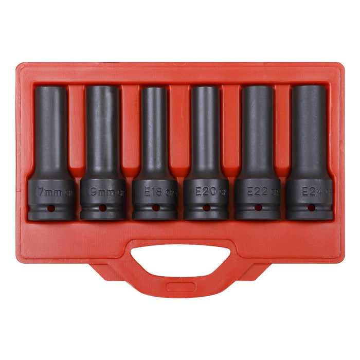 Sealey Impact 12-Point & TRX-Star* Female Deep Socket Set 6pc 3/4"Sq Drive SX099 Sealey - Town Tools 