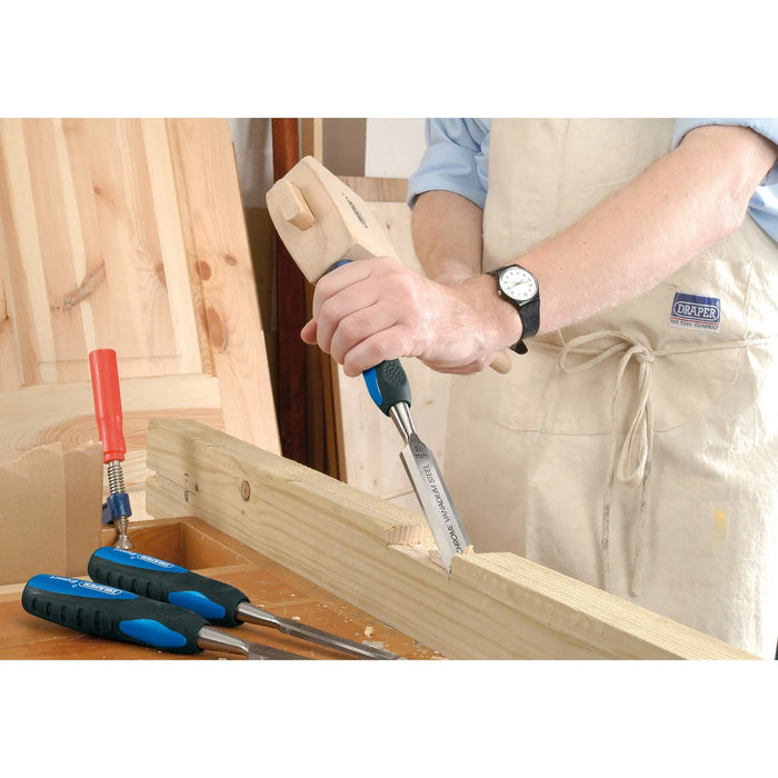 Draper Expert Soft Grip Bevel Edge Wood Chisel Set, 150mm (3 Piece) - DWCSG3