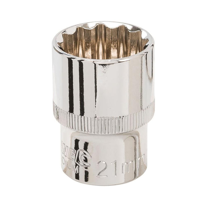 Silverline Socket 1/2" Drive 12pt Metric 21mm Silverline - Town Tools 