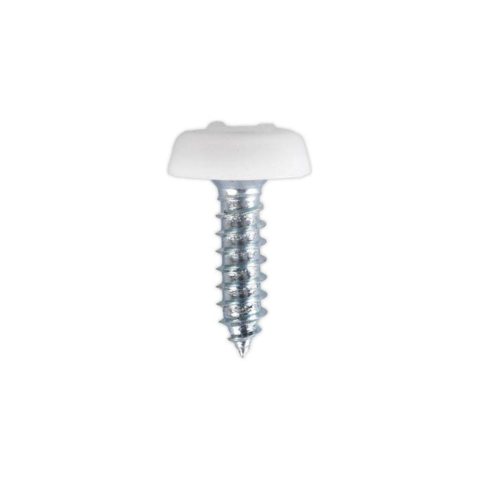 Sealey Numberplate Screw Plastic Enclosed Head 4.8 x 18mm White Pack of 50 PTNP1 Sealey - Town Tools 