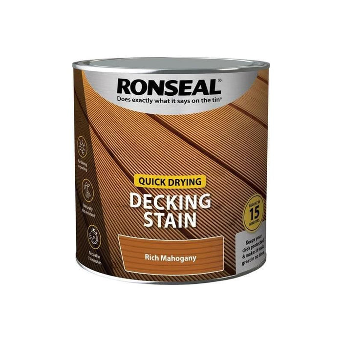Ronseal Quick Drying Decking Stain Rich Mahogany 2.5 litre Ronseal - Town Tools