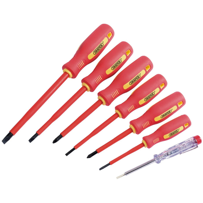Draper Fully Insulated Screwdriver Set with Mains Tester (7 Piece) - 952/7