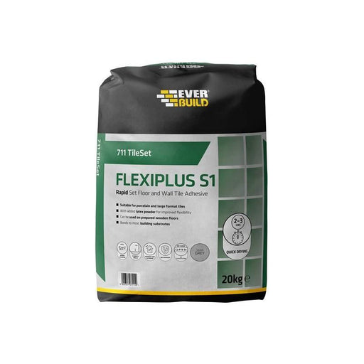 Everbuild Sika 711 TileSet Flexiplus Tile Adhesive Grey 20kg Everbuild Sika - Town Tools