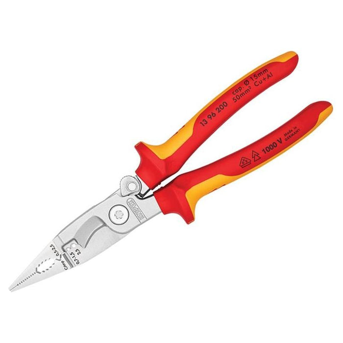 Knipex VDE Multifunctional Installation Pliers with Opening Spring 200mm Knipex - Town Tools