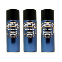 3x 400ml Hammerite HAmmERED BLACK Direct to Rust Metal Spray Paint Aerosol 400ml