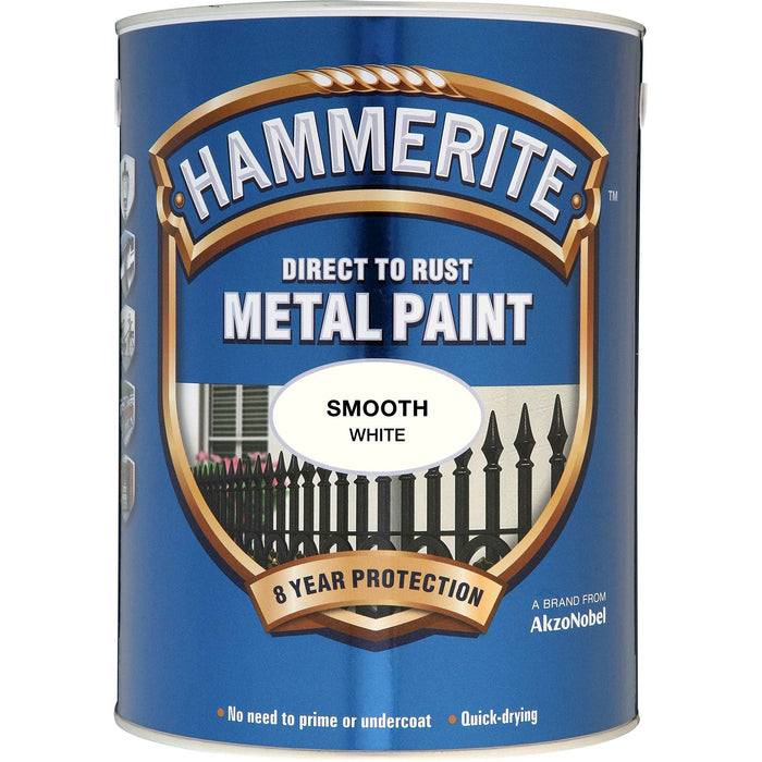 Hammerite Direct To Rust Metal Paint - Smooth White - 5 Litre Hammerite - Town Tools 