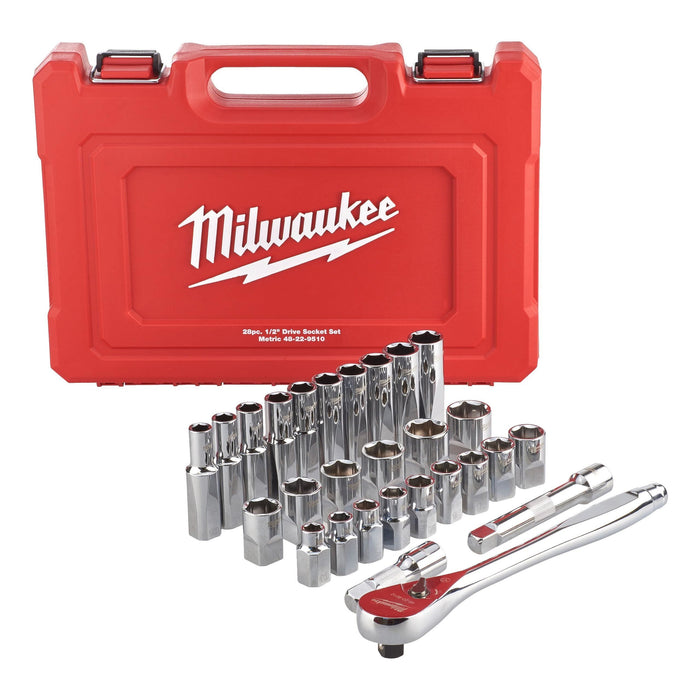 Milwaukee 1/2Dr Metric Socket Set 28Pc 4932471864 Milwaukee - Town Tools 