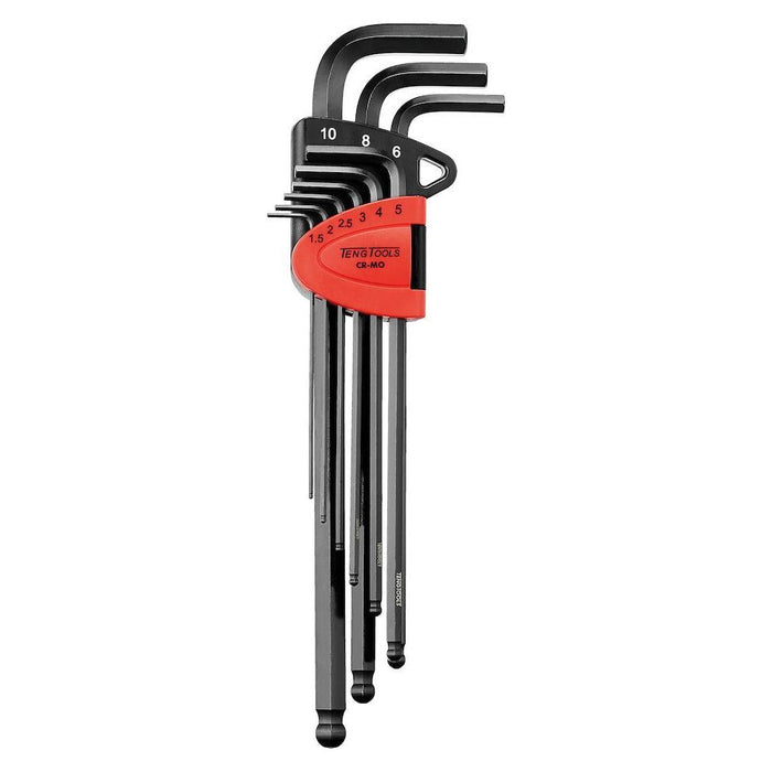 Teng Tools Extra Long Ball Point Hex Key Set 9 Pieces Teng Tools - Town Tools 