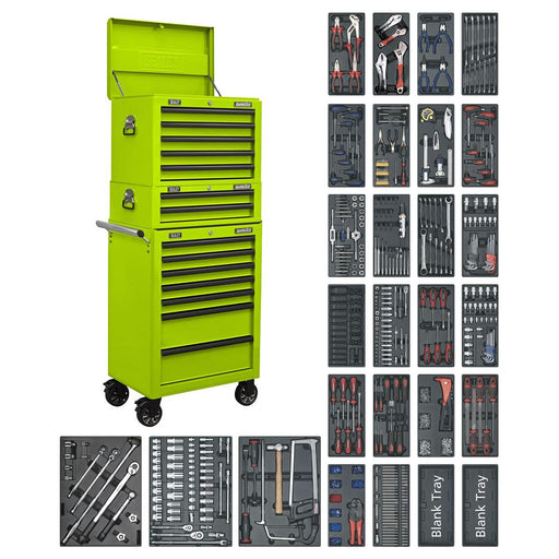 Superline PRO Tool Chest Combination 14 Drawer with 1179pc Tool Kit - Green Superline Pro - Town Tools 