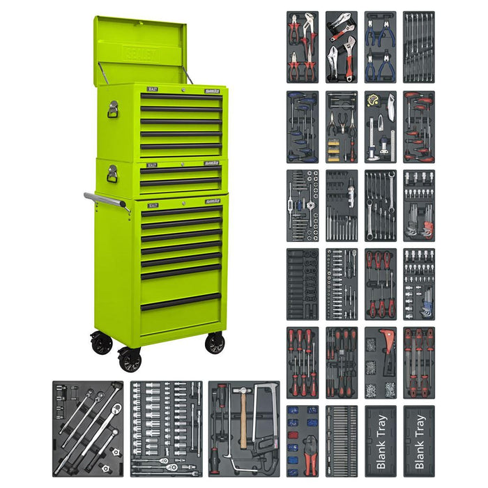 Superline PRO Tool Chest Combination 14 Drawer with 1179pc Tool Kit - Green Superline Pro - Town Tools 
