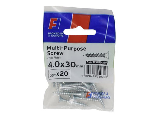 ForgeFix Multi-Purpose Pozi Screw CSK ST ZP 4.0 x 30mm ForgePack 20 ForgeFix - Town Tools