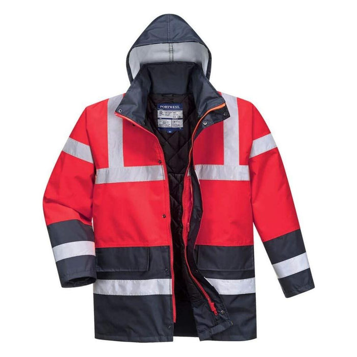 Portwest Hi-Vis Contrast Traffic Jacket - Red/Navy - Extra Large Portwest - Town Tools 