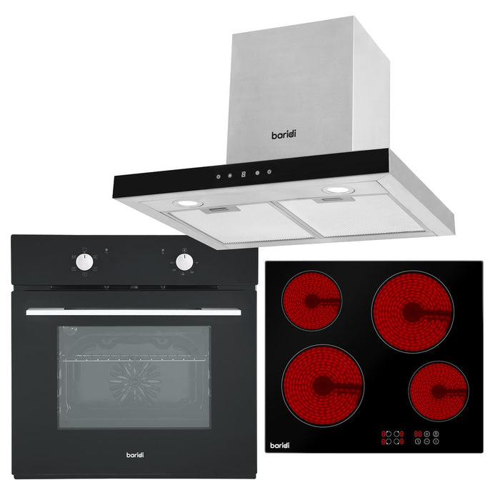 Baridi  Ceramic Hob with 4 Cooking Zones Integrated Fan-Assisted Electric Oven