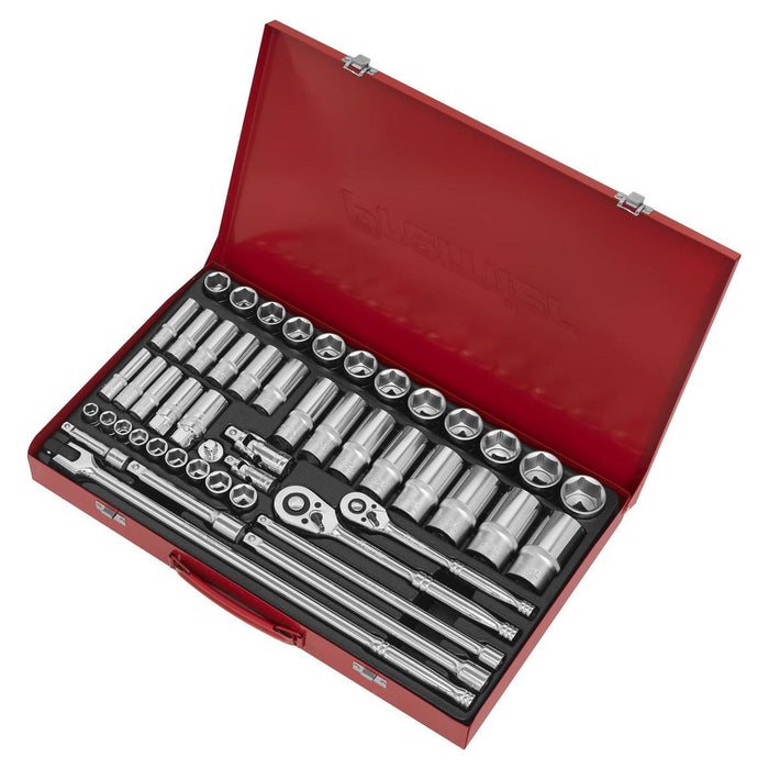 Sealey Socket Set 50pc 3/8" & 1/2"Sq Drive 6pt WallDrive Metric AK6942 Sealey - Town Tools 