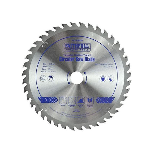 Faithfull TCT Circular Saw Blade 254 x 30mm x 40T POS Faithfull - Town Tools
