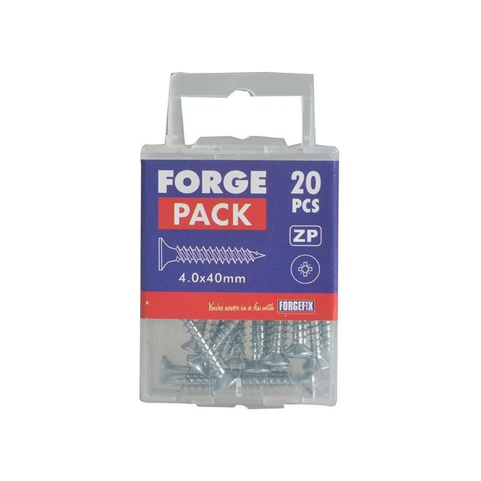 Forgefix Multi-Purpose Pozi Compatible Screw CSK ST ZP 4.0 x 40mm Forge Pack 20 ForgeFix - Town Tools