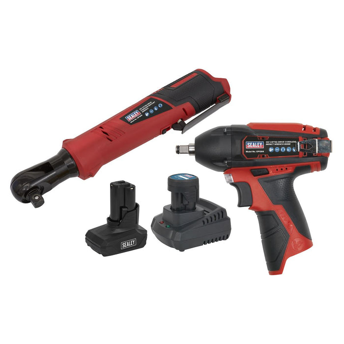 Sealey 2 x SV12 Series Cordless Power Tool Combo Kit 12V - 2 Batteries Sealey - Town Tools 