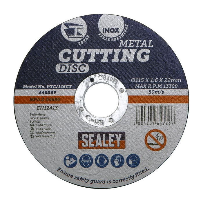 Sealey Cutting Disc115 x 1.6mm22mm Bore PTC/115CT Sealey - Town Tools 