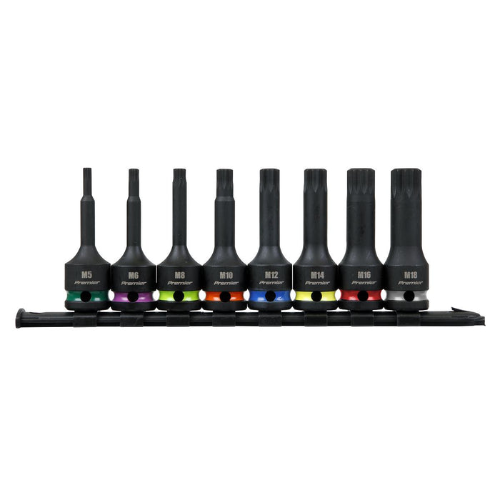 Sealey Premier Premier Spline Impact Socket Bit Set 1/2"Sq Drive 8pc AK56004 Sealey Premier - Town Tools 