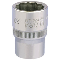 Draper Elora Bi-Hexagon Socket, 1/2" Sq. Dr., 20mm 24658