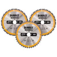 Dewalt Power Tools DT1962 Construction Circular Saw Blade 3 Pack 216 x 30mm 2 x 24T 1 x 40T