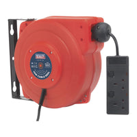 Sealey Cable Reel System Retractable 10m 2 x 230V Socket CRM10