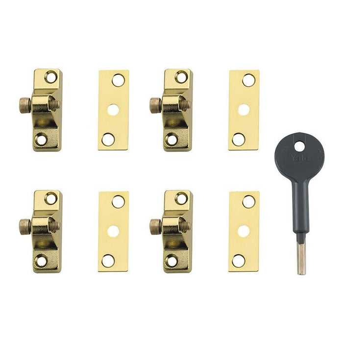Yale Locks 8K118 Economy Window Lock Electro Brass Finish Pack of 4 Visi Yale Locks - Town Tools