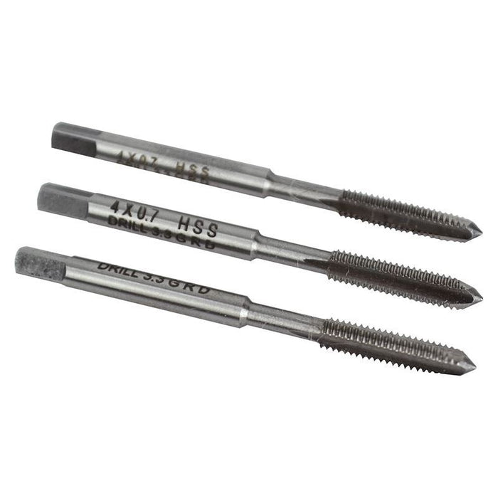 Faithfull HSS Straight Flute Tap Set M4 x 0.7, 3 Piece Faithfull - Town Tools