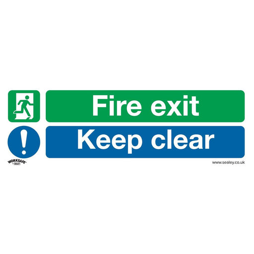 Sealey Safe Conditions Safety Sign Fire Exit Keep Clear Self-Adhesive Vinyl Sealey - Town Tools 