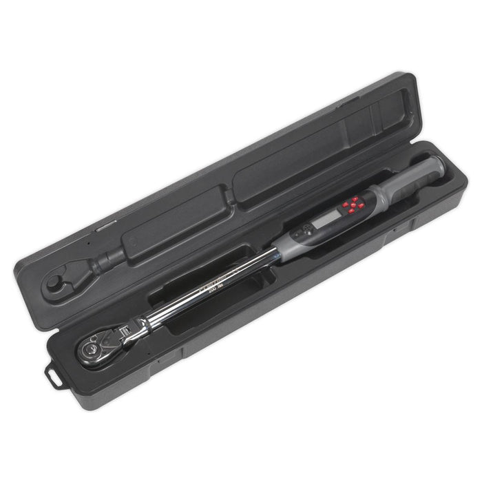 Sealey Angle Torque Wrench Flexi-Head Digital 1/2"Sq Drive 20-200Nm(14.7-147.5lb Sealey - Town Tools 