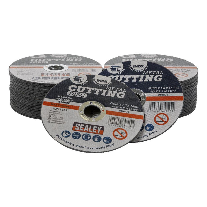 Sealey Cutting Disc Pack of 50100 x 1.6mm16mm Bore PTC/100CT50 Sealey - Town Tools 