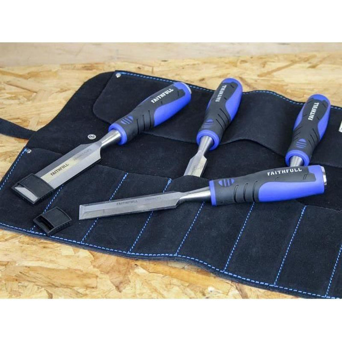 Faithfull 8 Pocket Leather Chisel Roll Faithfull - Town Tools