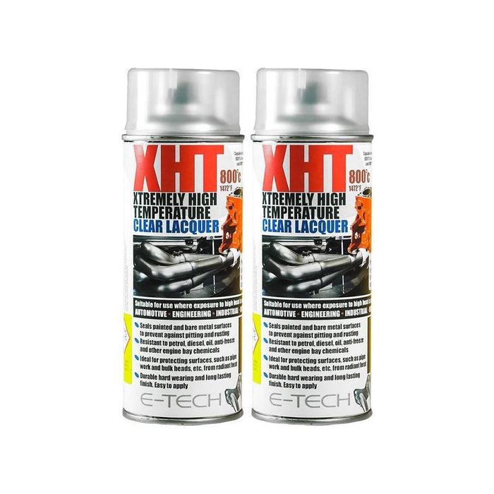 2X Clear Lacquer E-Tech 400ml Extremely High Temperature Paint XHT VHT Exhaust E-Tech - Town Tools 