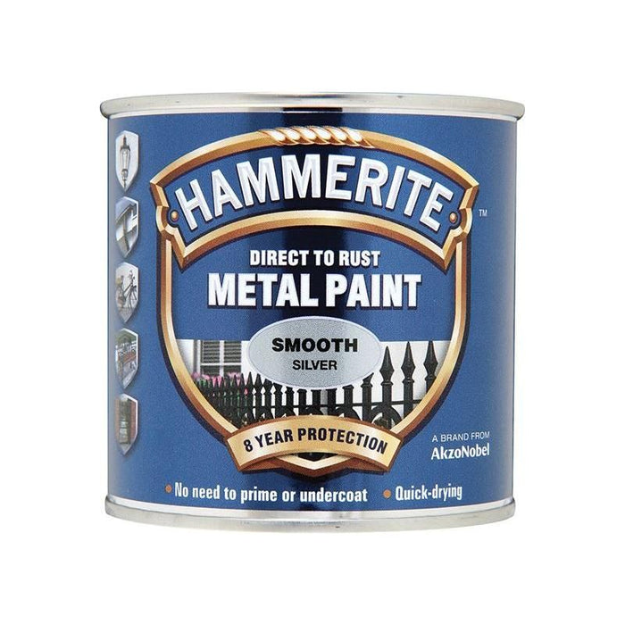 Hammerite Direct to Rust Smooth Finish Metal Paint Silver 750ml Hammerite - Town Tools