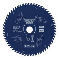Draper Expert TCT Circular Saw Blade for Wood with PTFE Coating, 250 x 30mm, 60T