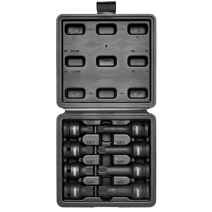 Draper Tamper Proof Impact Spline Set, 1/2" Sq. Dr. (8 Piece) - ISS8