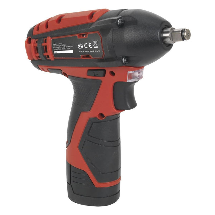 Sealey Cordless Impact Wrench 3/8"Sq Drive 80Nm 12V SV12 Series Body Only Sealey - Town Tools 